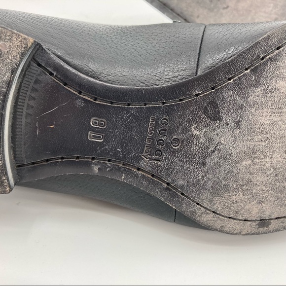 Gucci Men’s Black Leather / White Linen Loafer - Size 8D main image 8